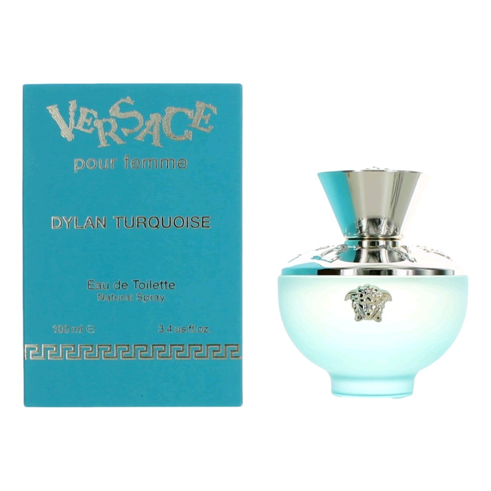Bottle of Versace Dylan Turquoise by Versace, 3.4 oz Eau De Toilette Spray for Women